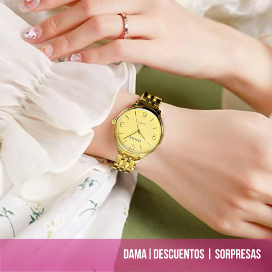 Reloj de Pulsera Quartz Dorado